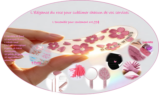 Le kit d'accessoires roses pour les Professionnels des cils.